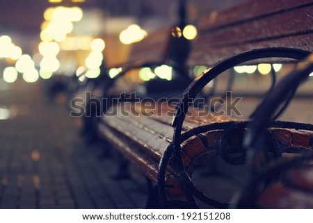 night, autumn bench city