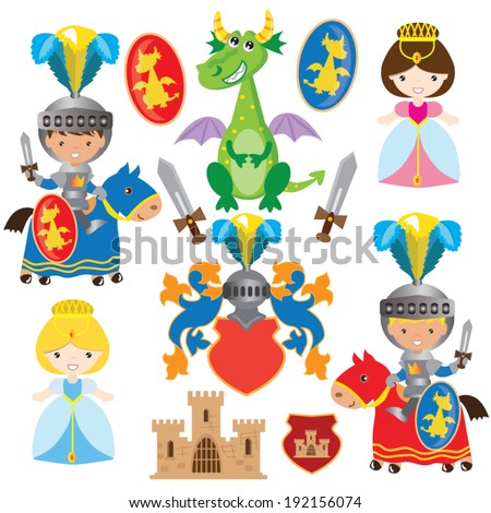 Medieval vector knights illustration