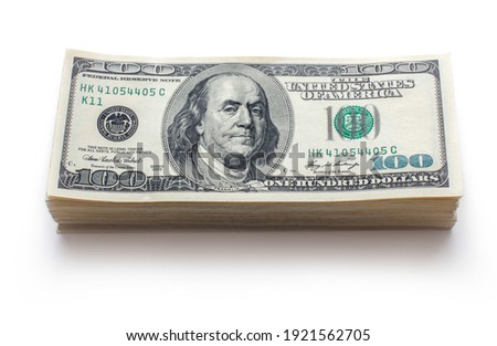 stack of dollars with angry face of Franklin Royalty-Free Stock Photo #1921562705
