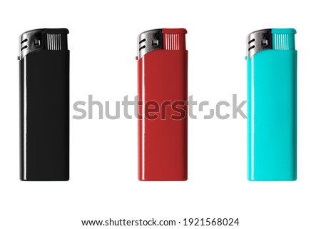 set of lighters red black and blue isolate on white background Royalty-Free Stock Photo #1921568024
