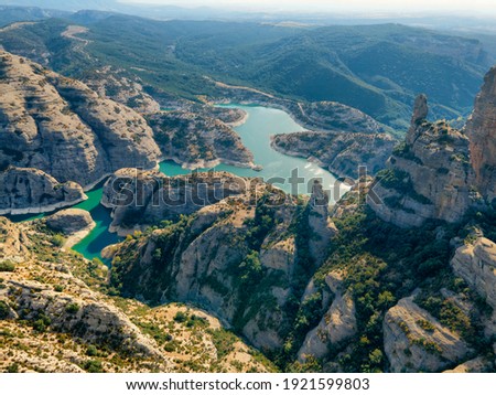 Vadiello reservoir in Guara Natural Park, Huesca province, Spain Royalty-Free Stock Photo #1921599803