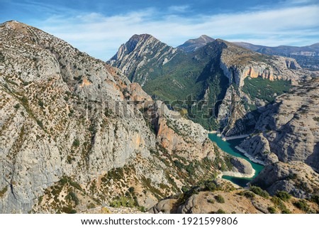 Vadiello reservoir in Guara Natural Park, Huesca province, Spain Royalty-Free Stock Photo #1921599806