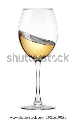 white Wine in glass isolated on white background, full depth of field, clipping path Royalty-Free Stock Photo #1921619051