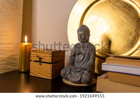 Spirituality atmosphere background with Buddha statue  Royalty-Free Stock Photo #1921649555