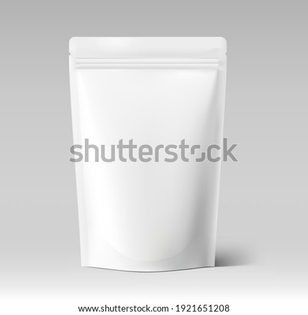 Food pouch bag with wide top. Vector illustration. Front view. Can be use for template your design, presentation, promo, ad. EPS10.	 Royalty-Free Stock Photo #1921651208