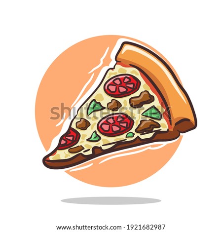 Pizza Vector Illustration Tomato Vegetables and Meat Slices With Cheese Culinary Drawing Food