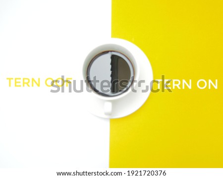 Black coffee in white glass with letters, picture vector