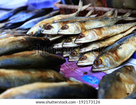 Dry mackerel fish in the market
