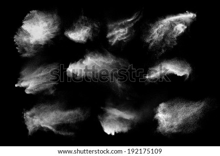 Abstract design of white powder cloud against dark background Royalty-Free Stock Photo #192175109