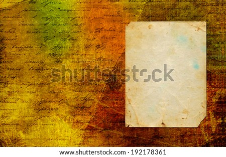Grunge abstract paper background with old photo and handwrite text for design