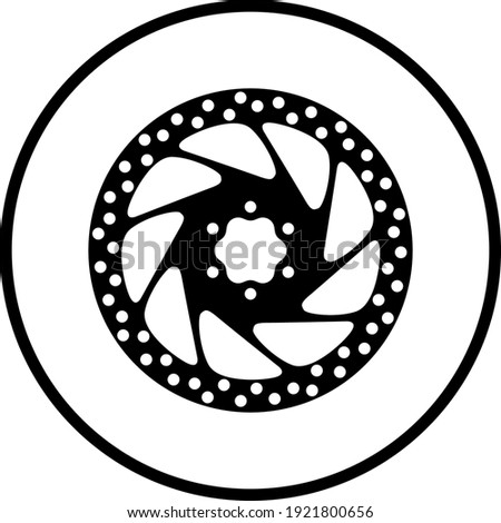 Bike Brake Disc Icon. Thin Circle Stencil Design. Vector Illustration.
