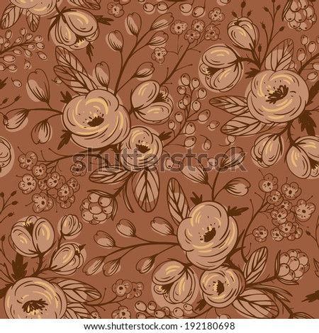 vector floral seamless pattern with brown roses