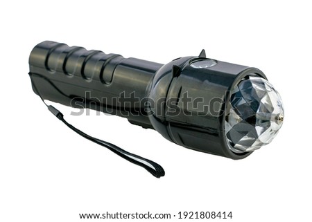 electric handheld flashlight isolated on white background. High quality photo