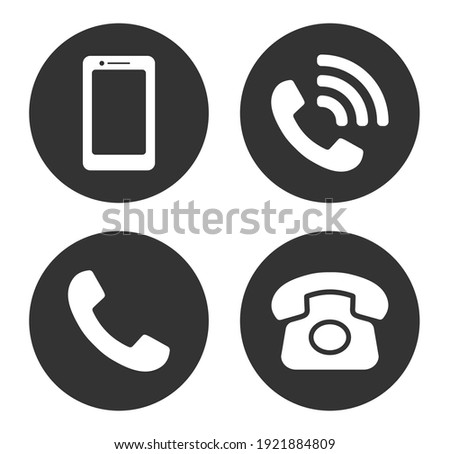 Phone icon symbol set. Smartphone, Old phone logo sign shape collection. Vector illustration image. Isolated on white background. Royalty-Free Stock Photo #1921884809