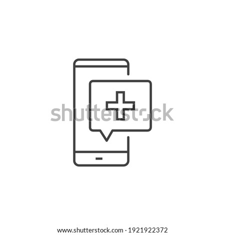 Telemedicine Thin Line Related Vector Icon. Flat Icon Isolated on the Black Background. Editable Stroke EPS file. Vector illustration. Online medical support. Medical Consultation Message.