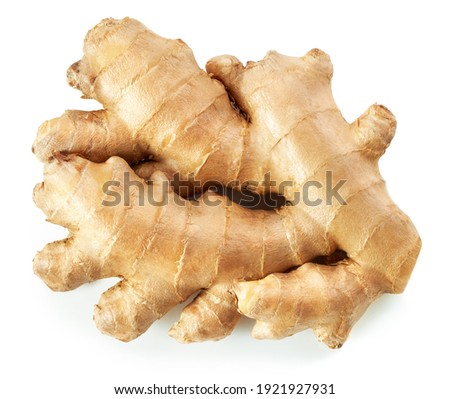 Ginger root isolated on white background, top view  Royalty-Free Stock Photo #1921927931
