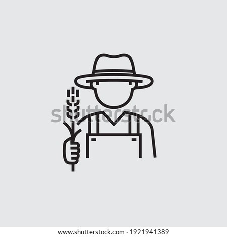 Farmer With Wheat Vector Line Icon Royalty-Free Stock Photo #1921941389