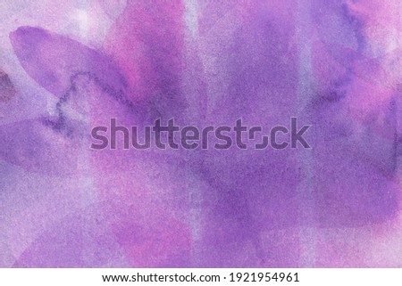 Abstract art background purple and lilac colors. Watercolor painting on canvas with soft violet gradient. Fragment of red artwork on paper with flower pattern. Texture backdrop, macro. Royalty-Free Stock Photo #1921954961