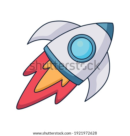 rocket cartoon space doodle hand drawn concept design vector art kawaii illustration