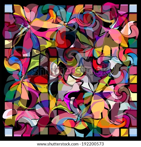 abstract colorful background of flowers and squares. Vector