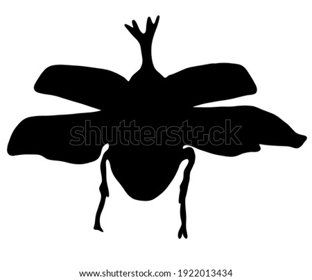 Silhouette of a beetle flying in the sky