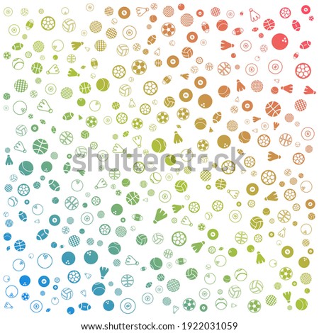 Seamless Pattern With BALL ICON Stock Vector, in gradient color and white background with mini doodle (icon). Vector Illustration