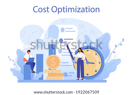 Cost optimization concept. Idea of financial and marketing strategy. Cost and income balance. Spending and cost reduction, while maximizing business value. Isolated flat illustration vector Royalty-Free Stock Photo #1922067509