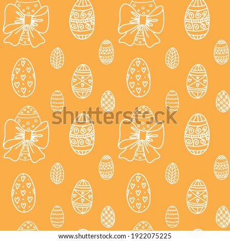 easter pattern with eggs on an orange background