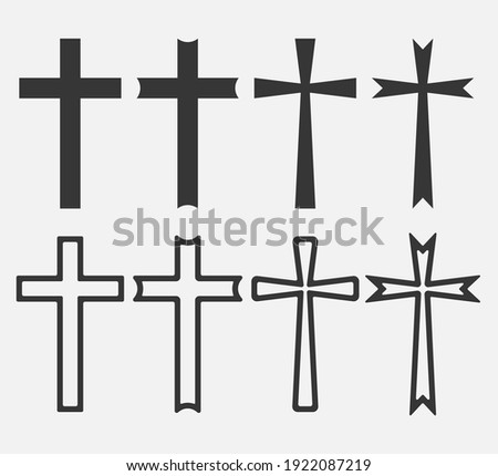 Set of Christian Cross icon logo app, UI. Vector illustration. Eps 10.