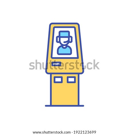 Telemedicine kiosk RGB color icon. Remote doctor consultation. Patient check in. Clinical diagnostic remotely. Healthcare service booth. On demand health assessment. Isolated vector illustration