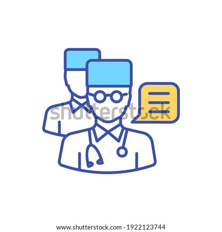 Second doctor option RGB color icon. Talk to physician. Hospital consultation. Online clinic appointment. Healthcare service. Telehealth communication for patients. Isolated vector illustration