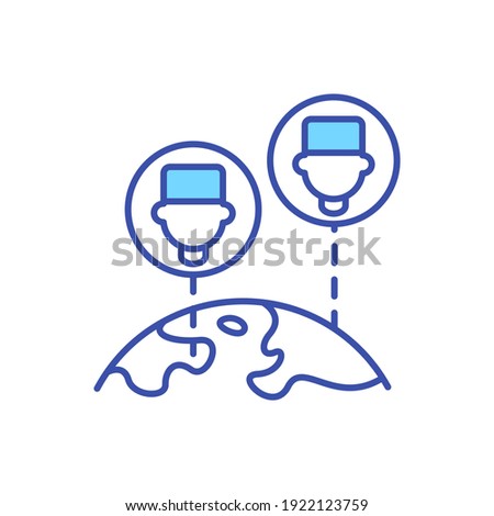 Access to foreign doctors RGB color icon. Electronic healthcare benefits. Global communication with medical professionals. Worldwide hospital service. GP physicians. Isolated vector illustration
