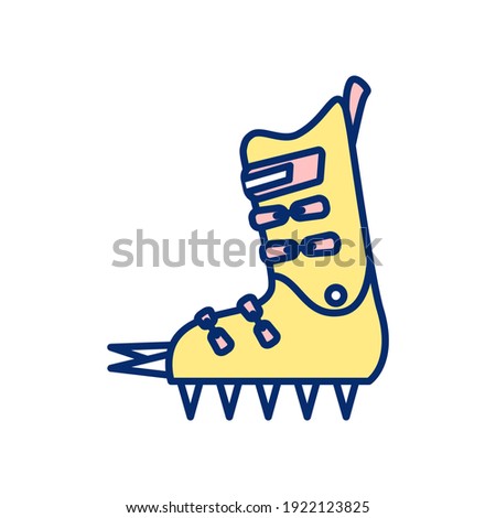Ice climbing crampons RGB color icon. Professional mountaineering equipment. Extreme sport. Winter vacation activity. Outdoor recreation during wintertime. Isolated vector illustration