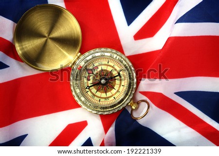 compass on United Jack flag close up