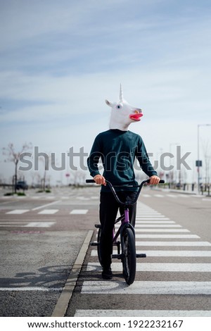 unicorn man with bicycle bmx