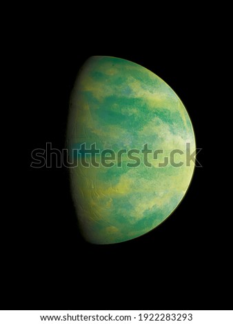 Green exoplanet in space, beautiful planet with atmosphere,  space background