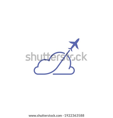 Cloud travel, plane and cloud. Vector logo icon template