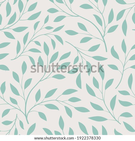 Floral seamless pattern. Branch with leaves ornamental texture. Flourish nature summer garden textured background Royalty-Free Stock Photo #1922378330
