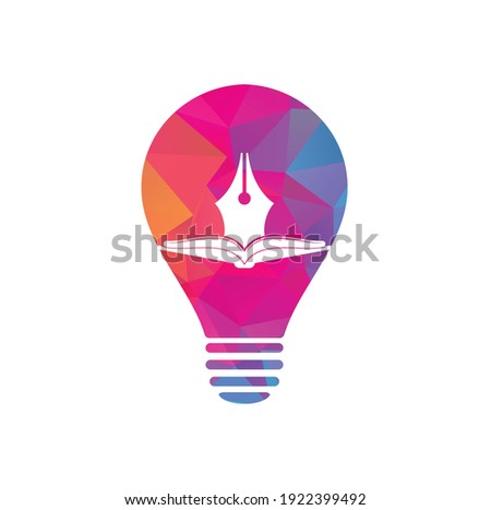Book and pen bulb shape concept vector logo design. Book Writer Logo Template Design Vector.