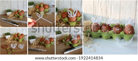 How to decorate eggs in the form of animals with your own hands, painting eggs for Easter. DIY concept. Step by step photo instruction