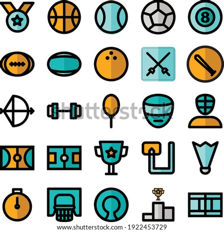 Flat style sports and hobby icons for websites and apps