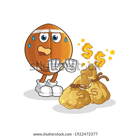 rugby ball refuse money illustration. character vector
