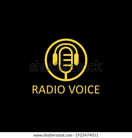 yellow microphone and headphone logo design.