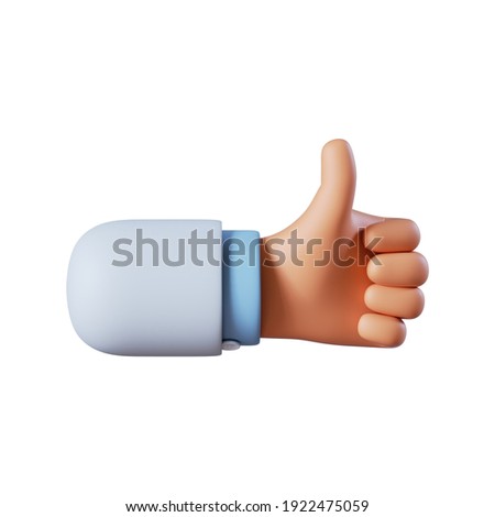 3d render. Doctor recommendation, like icon. Cartoon hand thumb up gesture illustration. Clip art isolated on white background.