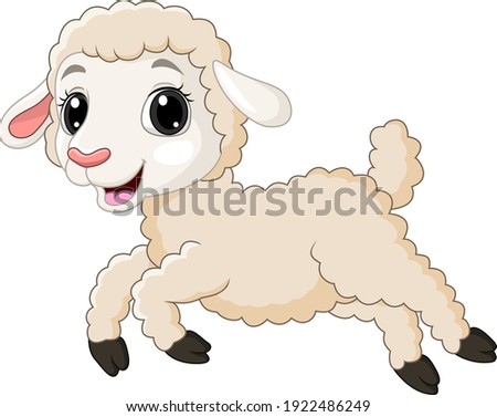 Cartoon baby lamb running on white background Royalty-Free Stock Photo #1922486249