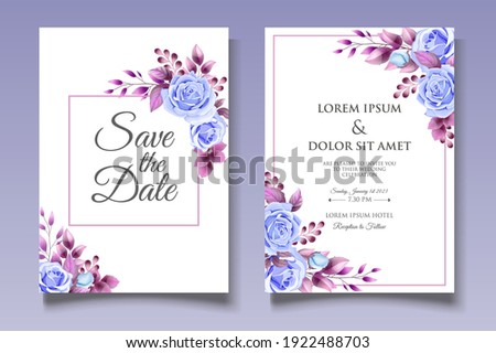 Beautiful hand drawing floral wedding  invitation template