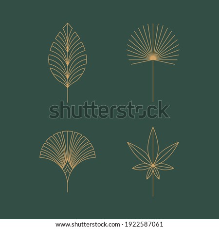 Vector set of linear boho icons and symbols - floral  design templates - abstract design elements for decoration in modern minimalist style Royalty-Free Stock Photo #1922587061
