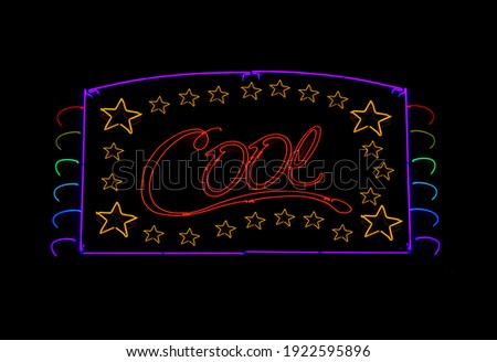 Cool Vintage Neon Sign With Stars, Photo Composite 