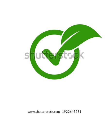 Check leaf logo vegetarian quality ecology vegan green eco element organic symbol Royalty-Free Stock Photo #1922643281