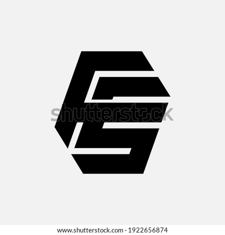 Initial letters F, S, FS or SF overlapping, interlock, monogram logo, black color on white background